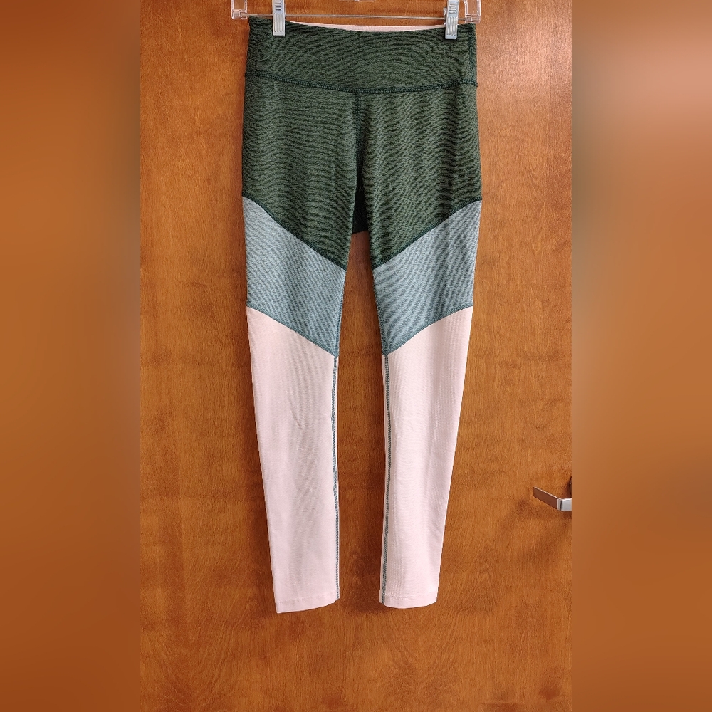 Outdoor Voices Green, Blue And Pink Colorblock Leggings
